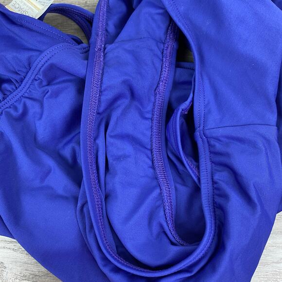 L*Space Blue Purple Halter Neck Tie Scoop Back One Piece Swimsuit Sz.L - Picture 8 of 12